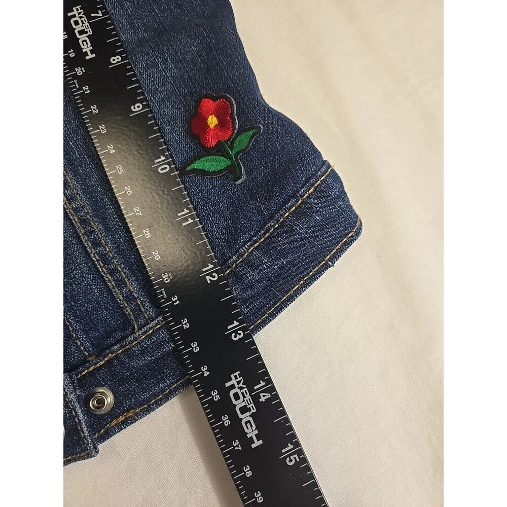 The Children's Place Toddler Girls Denim Jacket Size 3T Patches Fruit Flowers‎